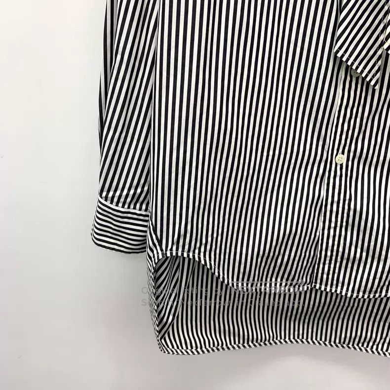 Balenciaga Balenciaga Black Vertical Striped Tie Bow Cotton Long Slee Size 4XL / US 24-26 - 4 Thumbnail