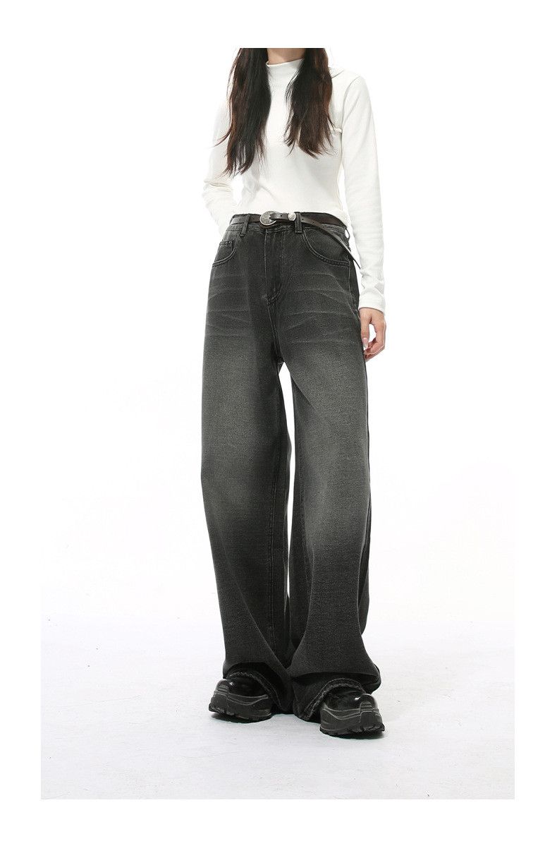 Japanese Brand × Jean American style washed distressed wide-leg straight-leg jeans Size US 34 / EU 50 - 3 Thumbnail