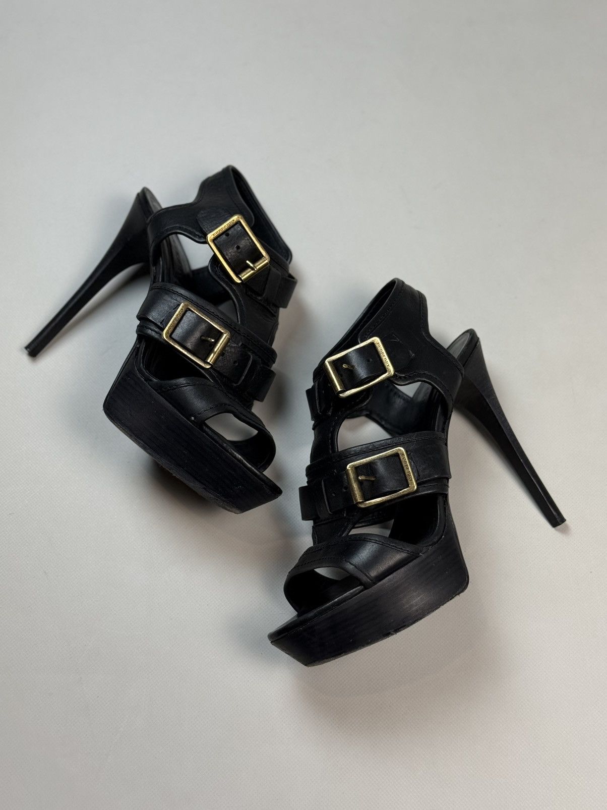Burberry Burberry Black Leather Strappy Stiletto Buckle Heels Shoes Size US 10 / IT 40 - 17 Thumbnail