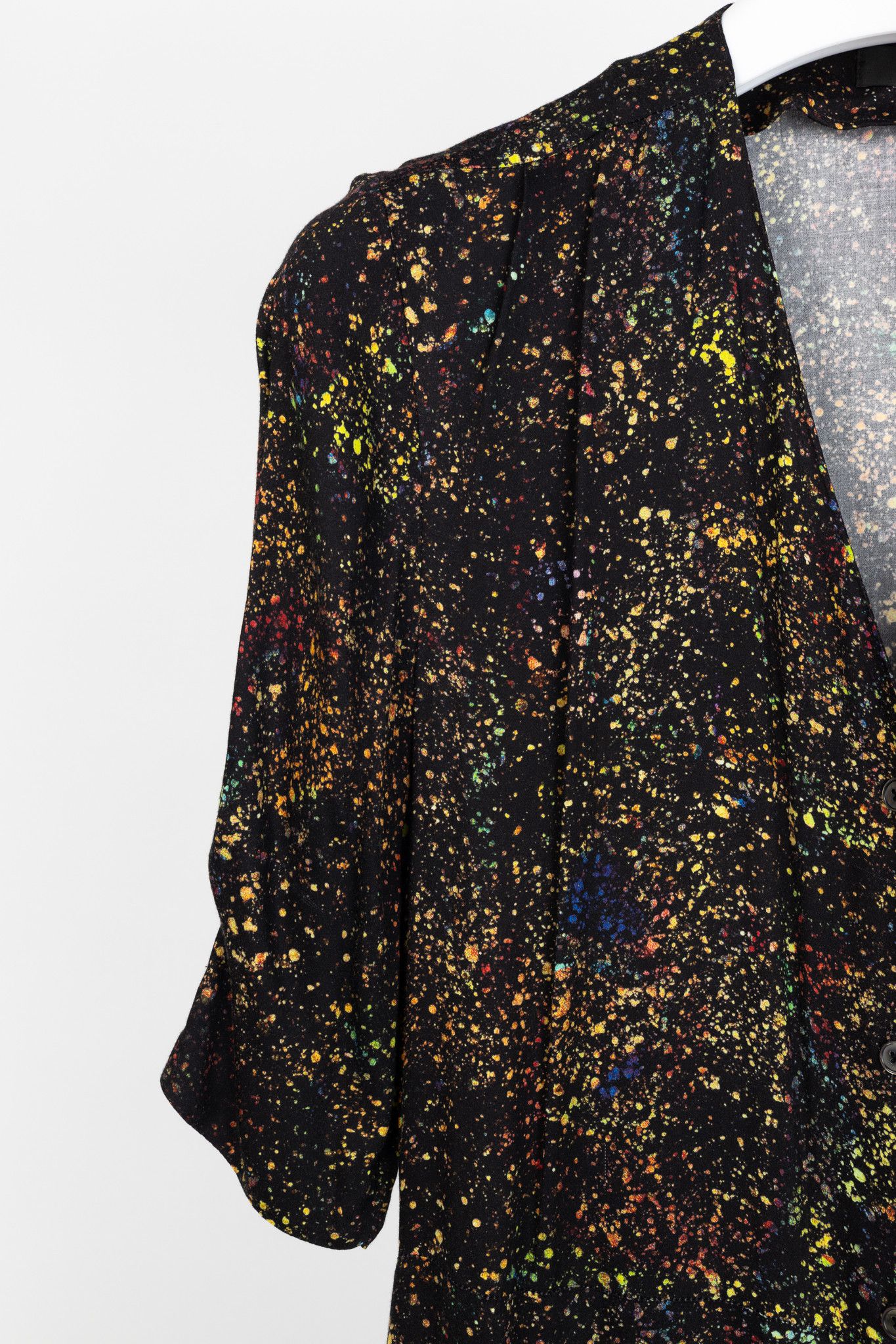 Paul Smith PS Paul Smith Black Paint-Splatter Button-Front Midi Dress Size S / US 4 / IT 40 - 5 Thumbnail