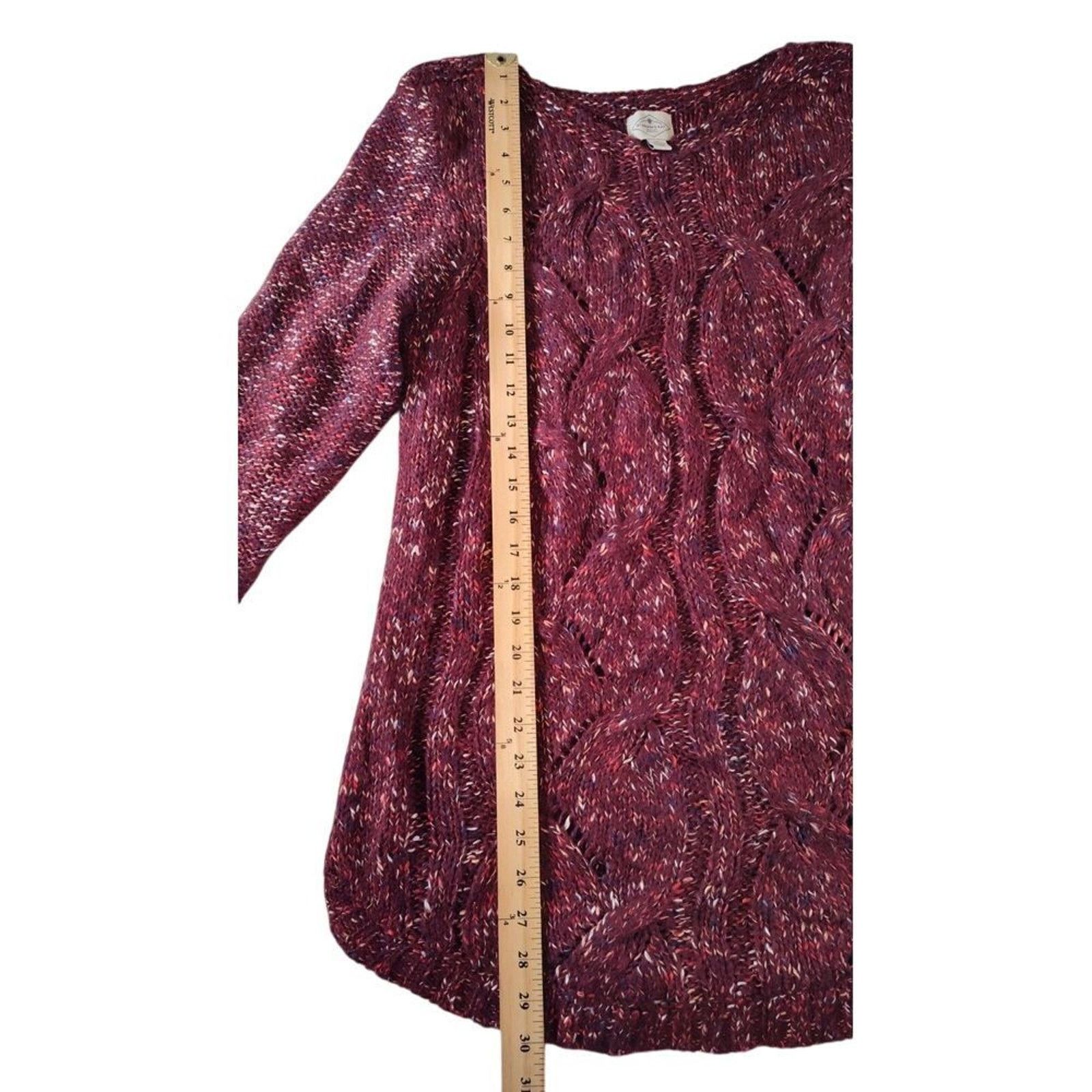 St. Johns Bay St Johns Bay Sweater Women's XL Eyelet Burgundy Cable Knit Size XL / US 12-14 / IT 48-50 - 3 Thumbnail