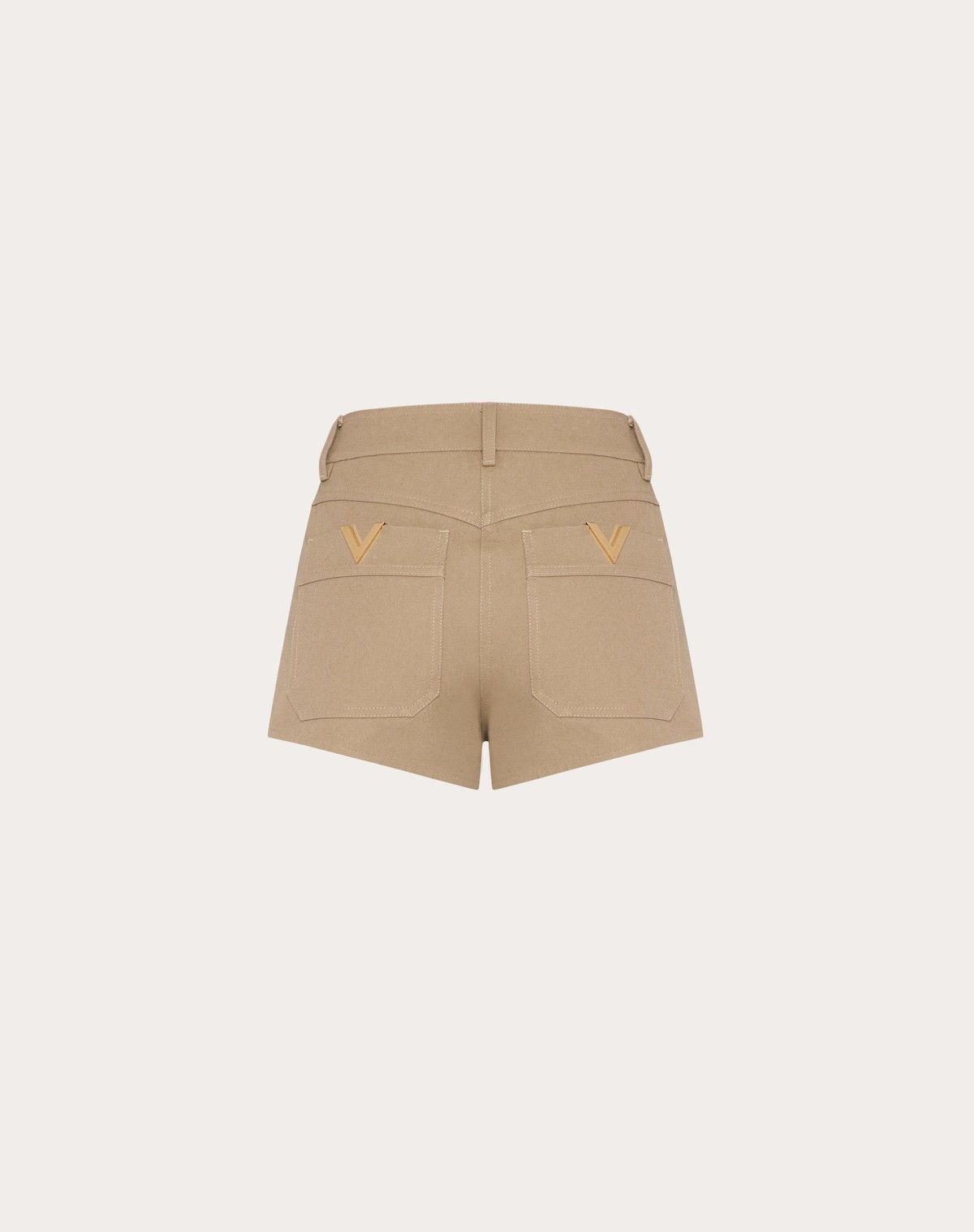 Valentino o1s1wg110525 Stretch Cotton Canvas Shorts in Beige Size 27" / US 4 / IT 40 - 2 Thumbnail