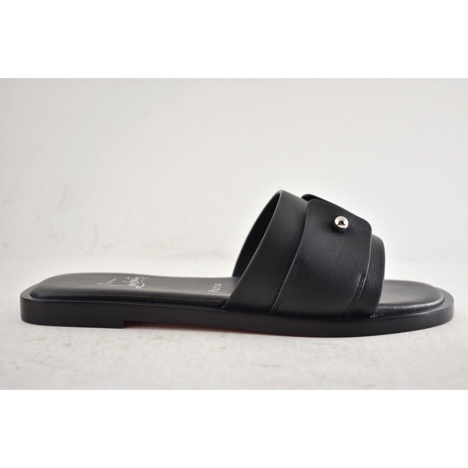 Christian Louboutin Christian Louboutin Chambelimule Flat Black Slide Sandal 38 Size US 7 / IT 37 - 2 Thumbnail