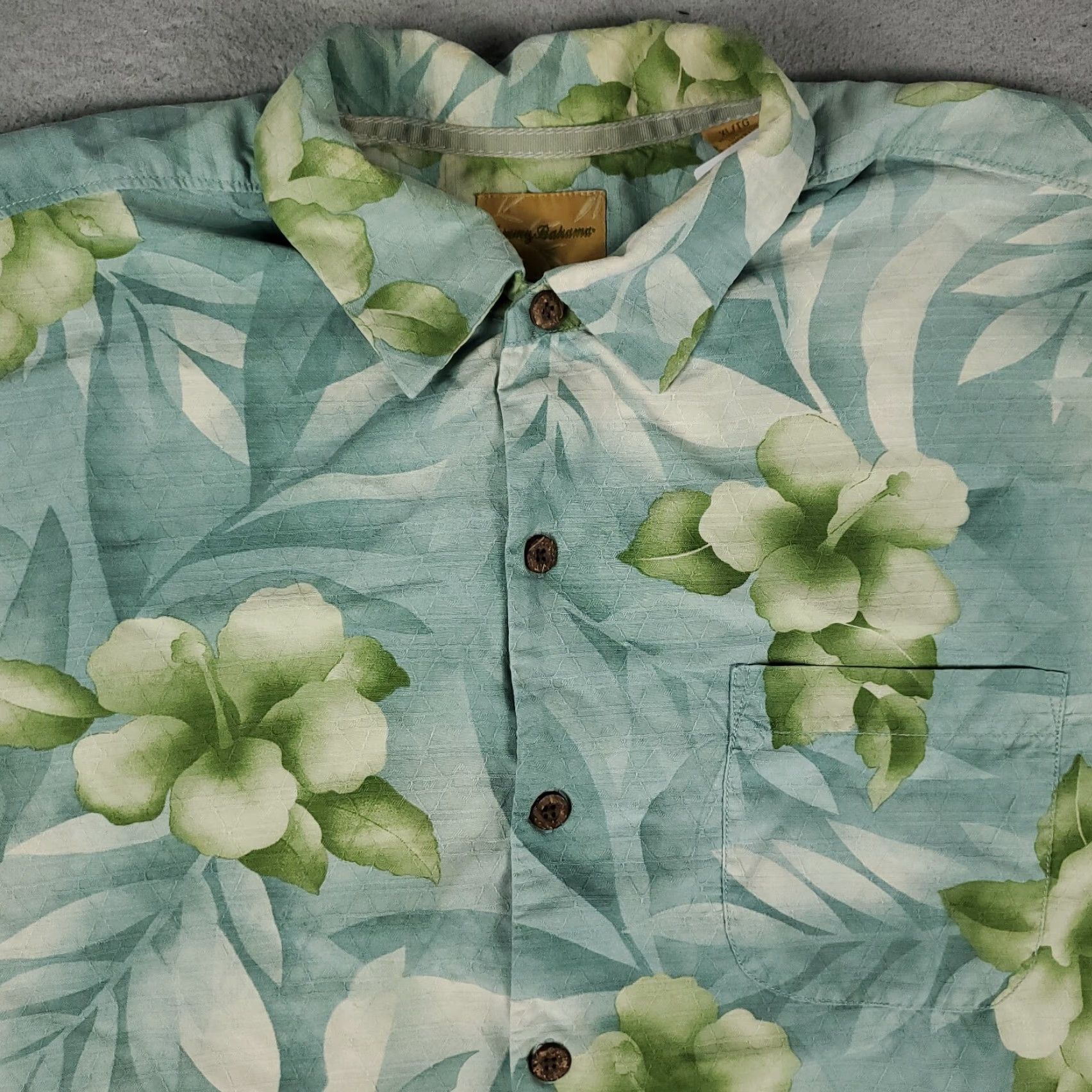 Tommy Bahama Tommy Bahama Floral Button-Up Shirt Mens XL Teal Hawaiian Short Sleeve Casual Size US XL / EU 56 / 4 - 2 Thumbnail