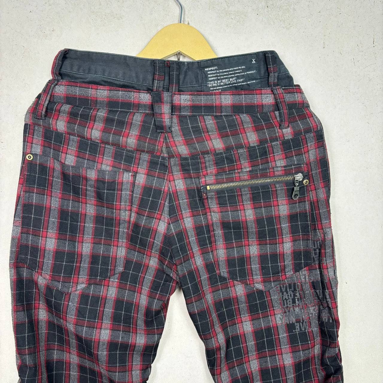Japanese Brand RagOut Japanese Plaid Punk Double Waist Pants Red Tartan Size US 30 / EU 46 - 4 Thumbnail