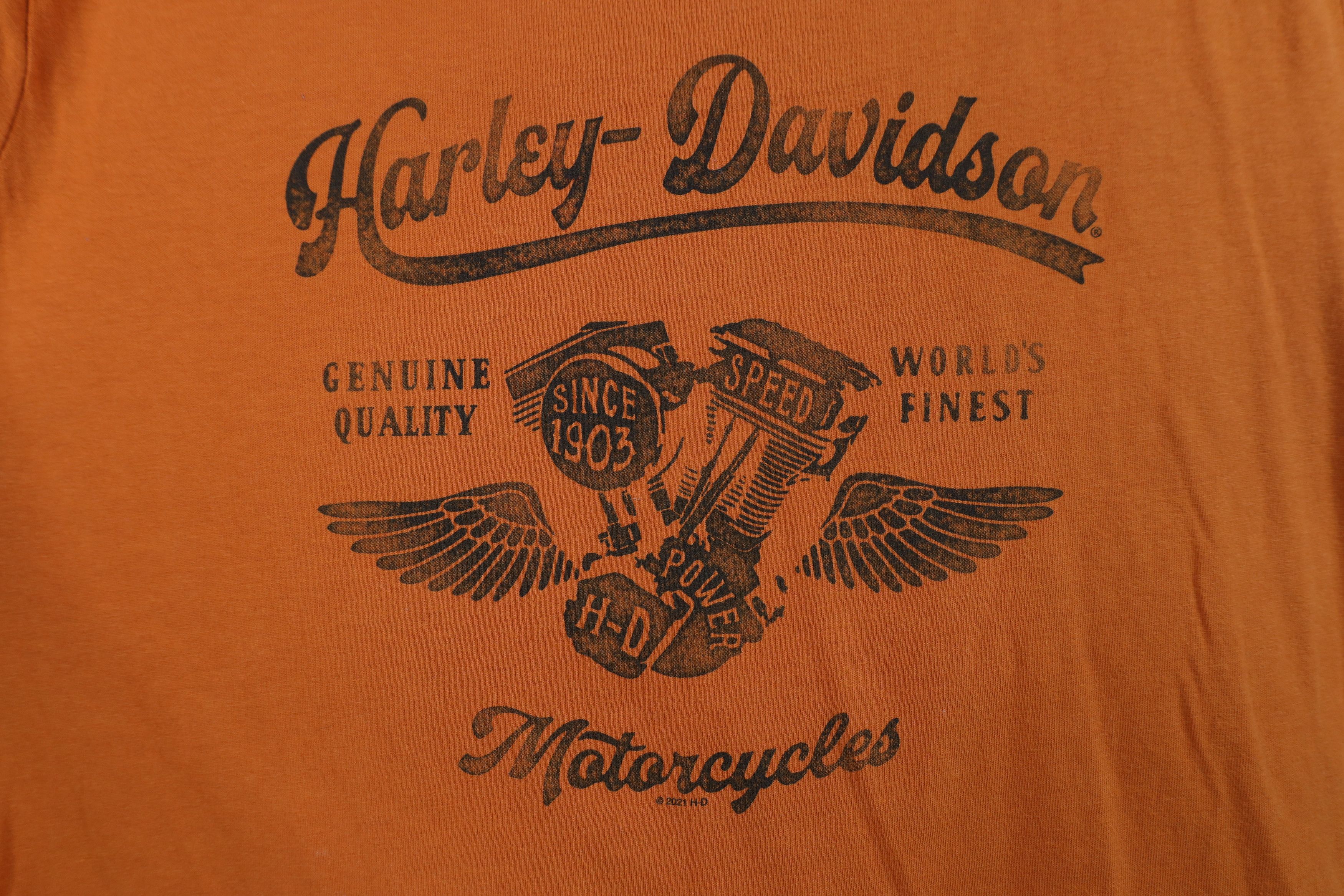 Harley Davidson Harley Davidson Spell Out Script Motorcycle T-Shirt Orange Size M / US 6-8 / IT 42-44 - 4 Thumbnail