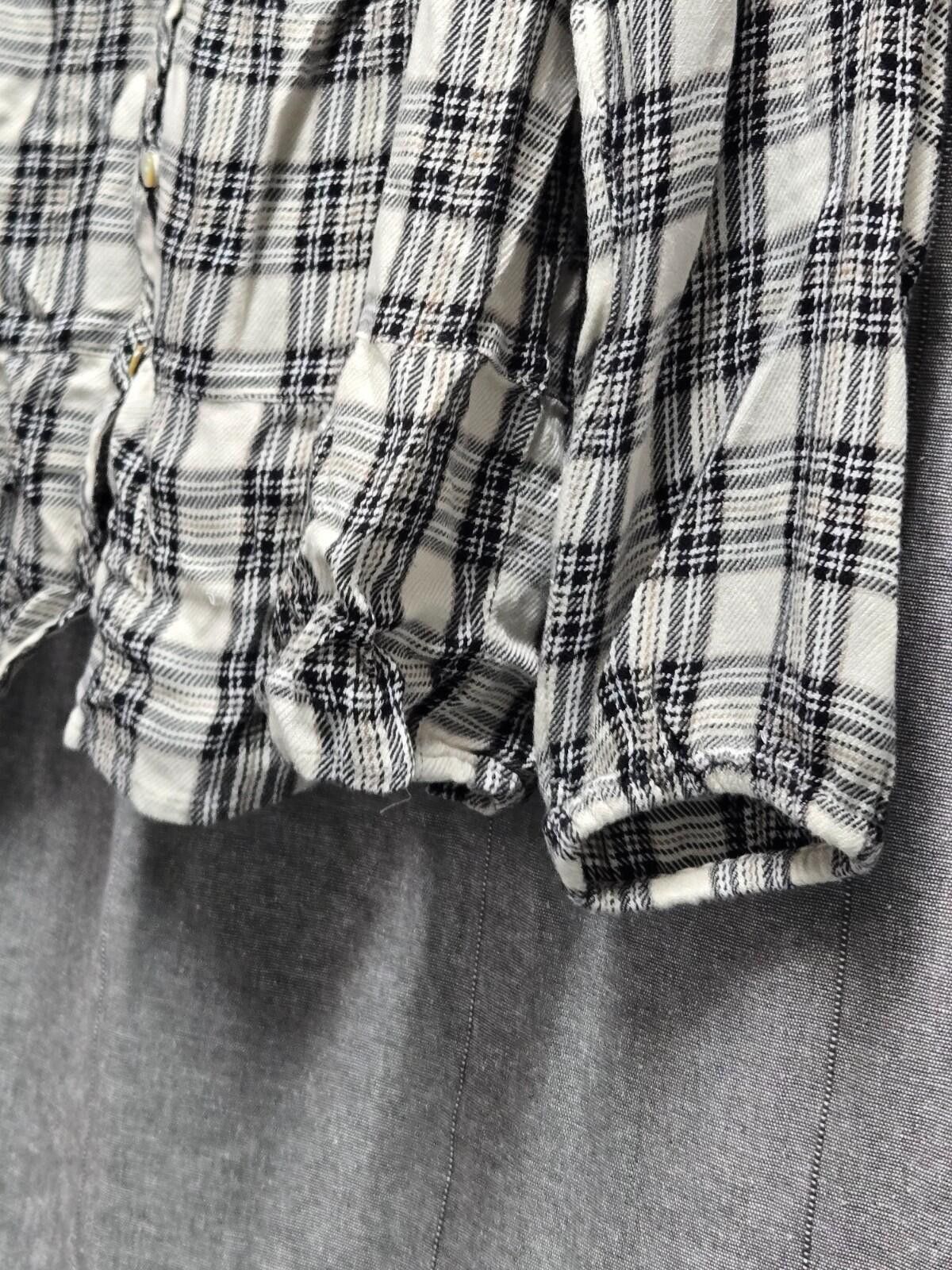 Other J Jill SZ M Plaid Button-down Peplum Blouse Boho CottageCore Size M / US 6-8 / IT 42-44 - 5 Thumbnail