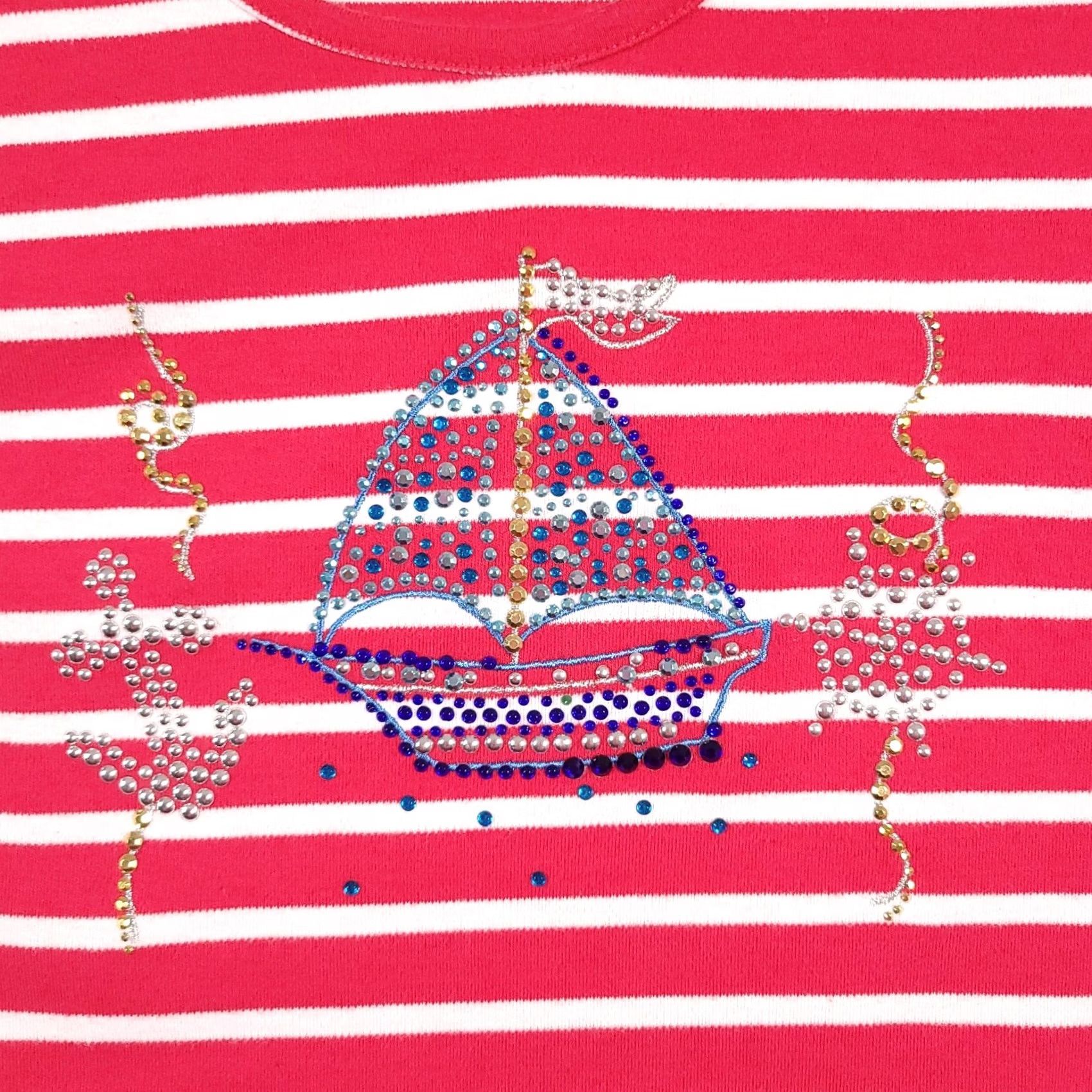 Quacker Factory Quacker Factory Shirt Womens 2XS Short Sleeve Women XXS Striped Red White Anchor Sailboat Size XXS / US 00 / IT 34 - 4 Thumbnail