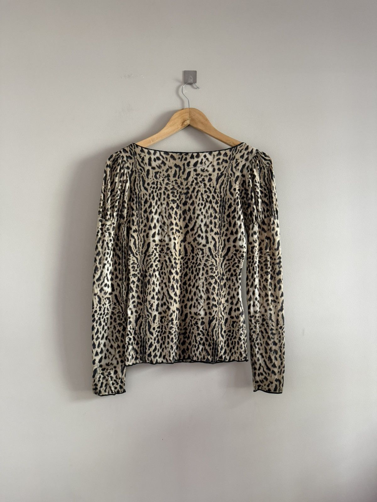 Just Cavalli Just Cavalli Y2K Leopard Print Mesh Long Sleeve Top Size M / US 6-8 / IT 42-44 - 8 Thumbnail