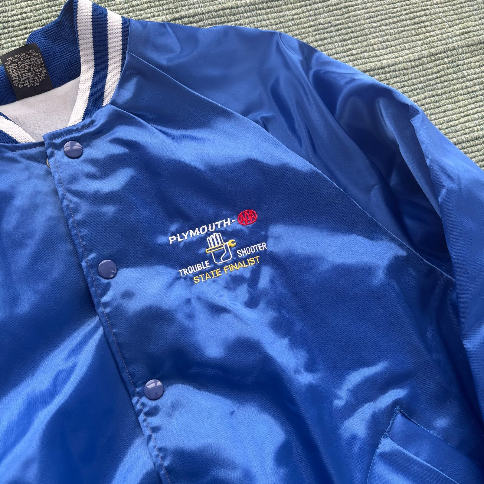Vintage 1980s vintage shiny blue satin bomber jacket Size US XL / EU 56 / 4 - 4 Thumbnail