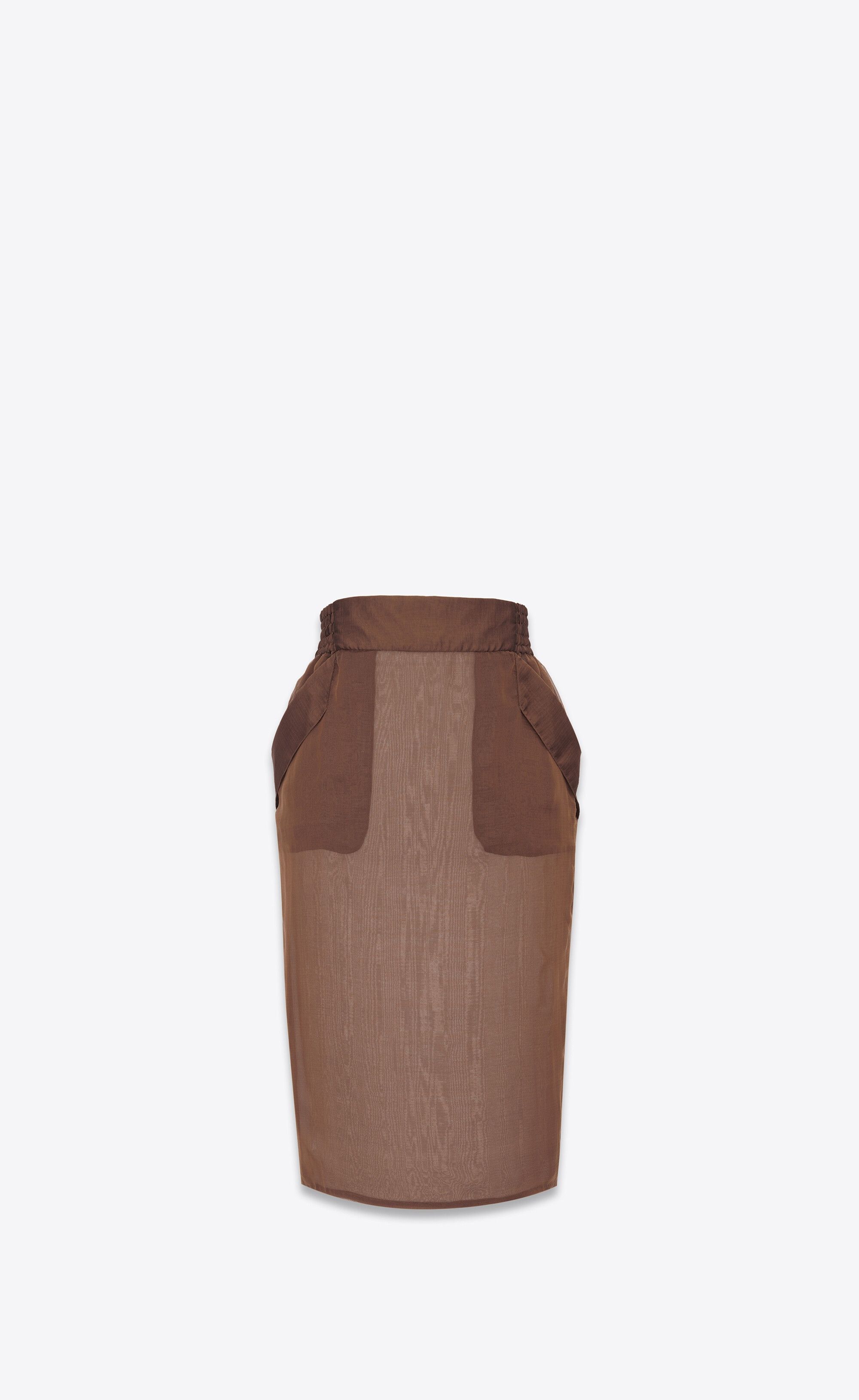 Saint Laurent Paris oc11z1125 Pencil Skirt in Silk Muslin in Brown Size 26" / US 2 / IT 38 - 1 Thumbnail