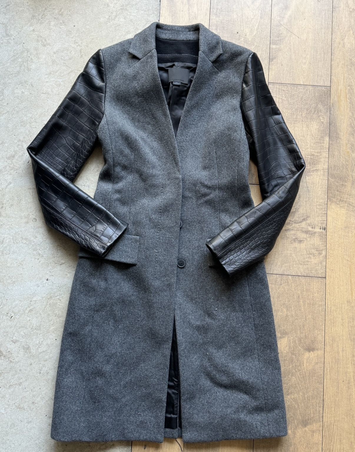 Alexander Wang Alexander Wang grey wool blend coat with croc sleeves Size XS / US 0-2 / IT 36-38 - 4 Thumbnail
