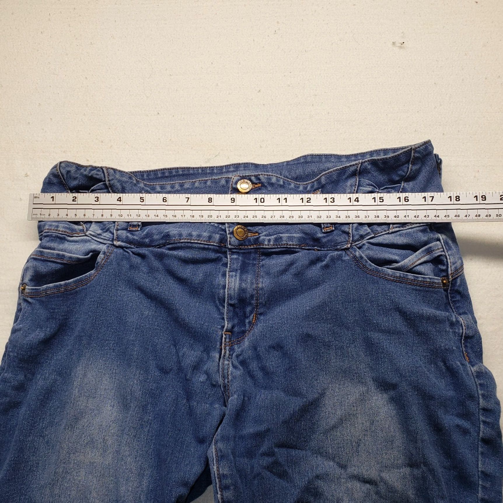 Vintage Hot & Lovely Jeans Shirt Womens Adult 20 Blue Cotton Blend Denim Skinny Stretch Button Zipper Love 90s Womens Size 42" / US 20 - 5 Thumbnail