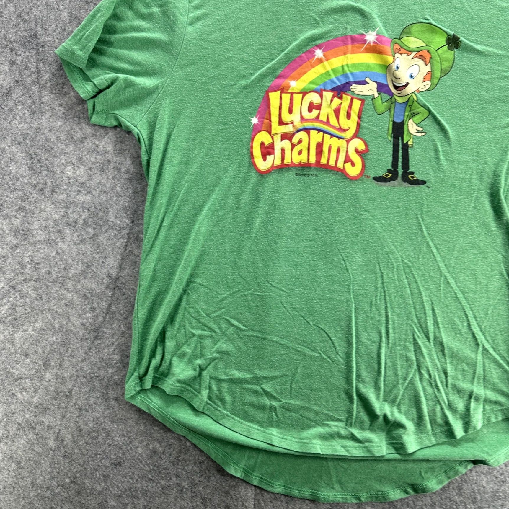 Rainbow Lucky Charms Shirt Mens XL Green Cereal Graphic Tee Crewneck Rainbow Cartoon Tee Shirts Size US XL / EU 56 / 4 - 4 Thumbnail