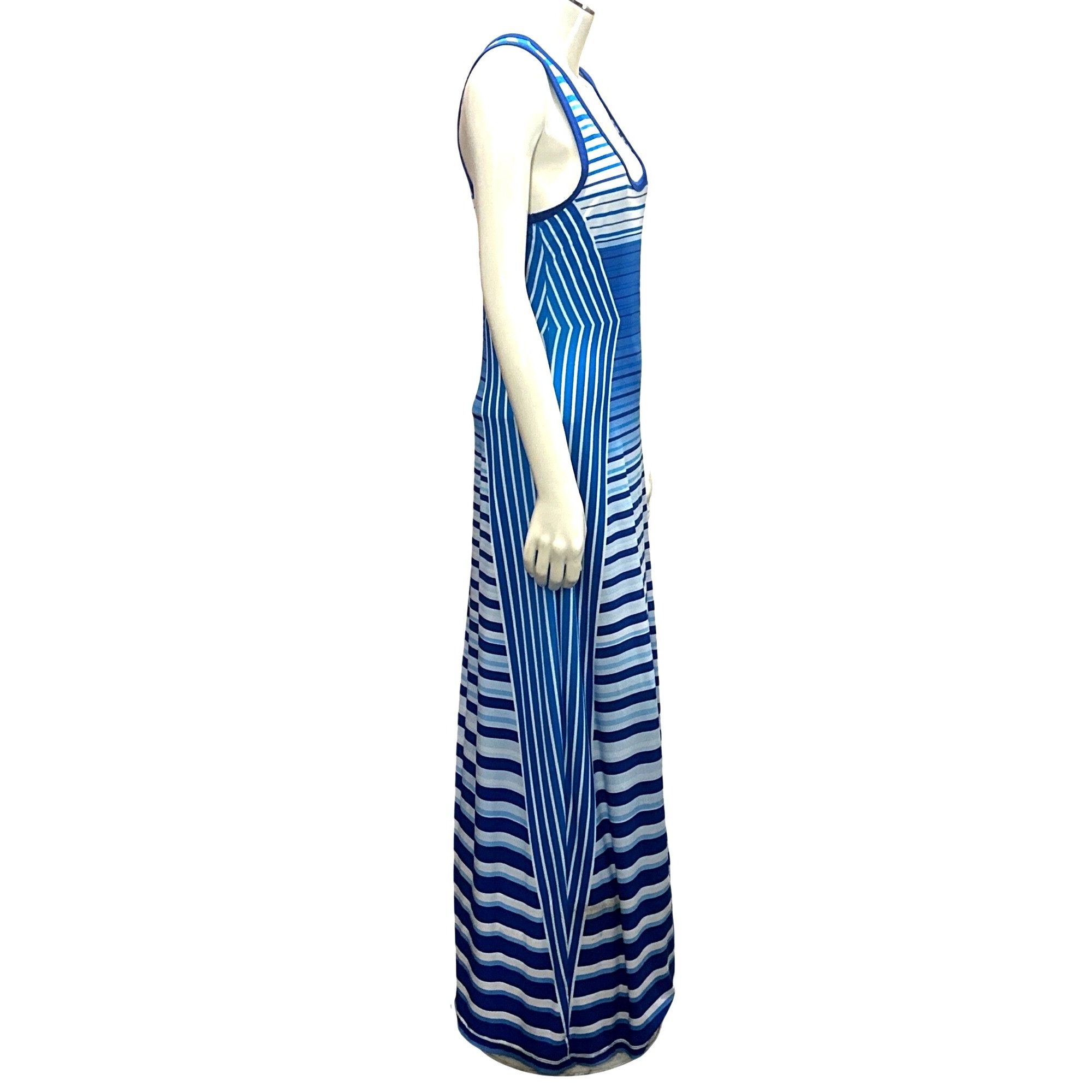 Calvin Klein Size 6 Blue White Striped Maxi Dress Nautical R