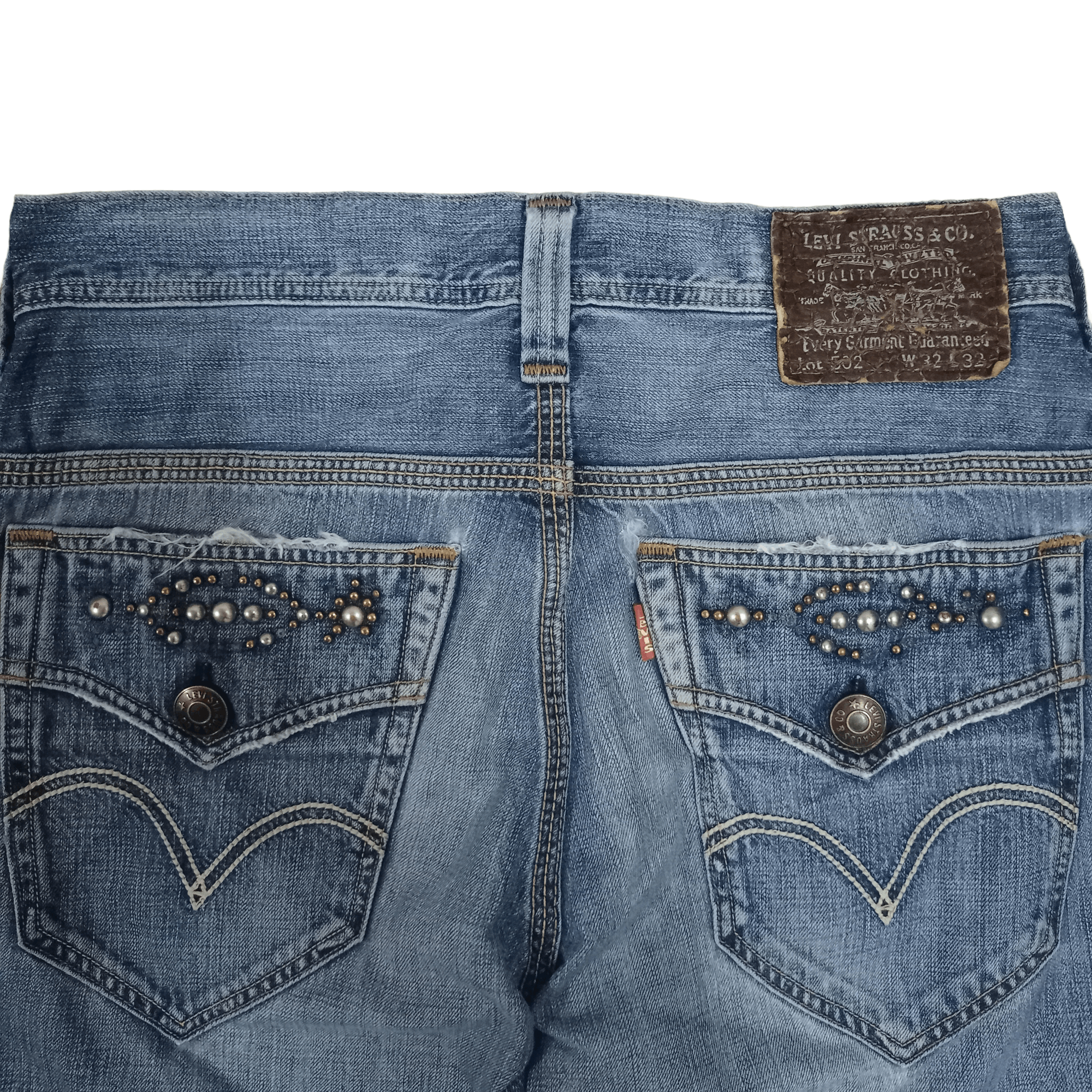 Levi's Vintage 90s Levis 502 Blue Wash Studded Baggy Jeans 32x30 Size US 32 / EU 48 - 12 Thumbnail