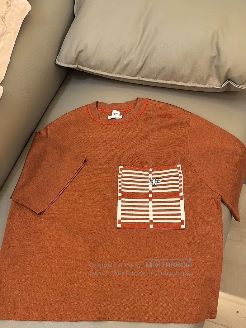 Hermes Orange Short-Sleeve Knit Top