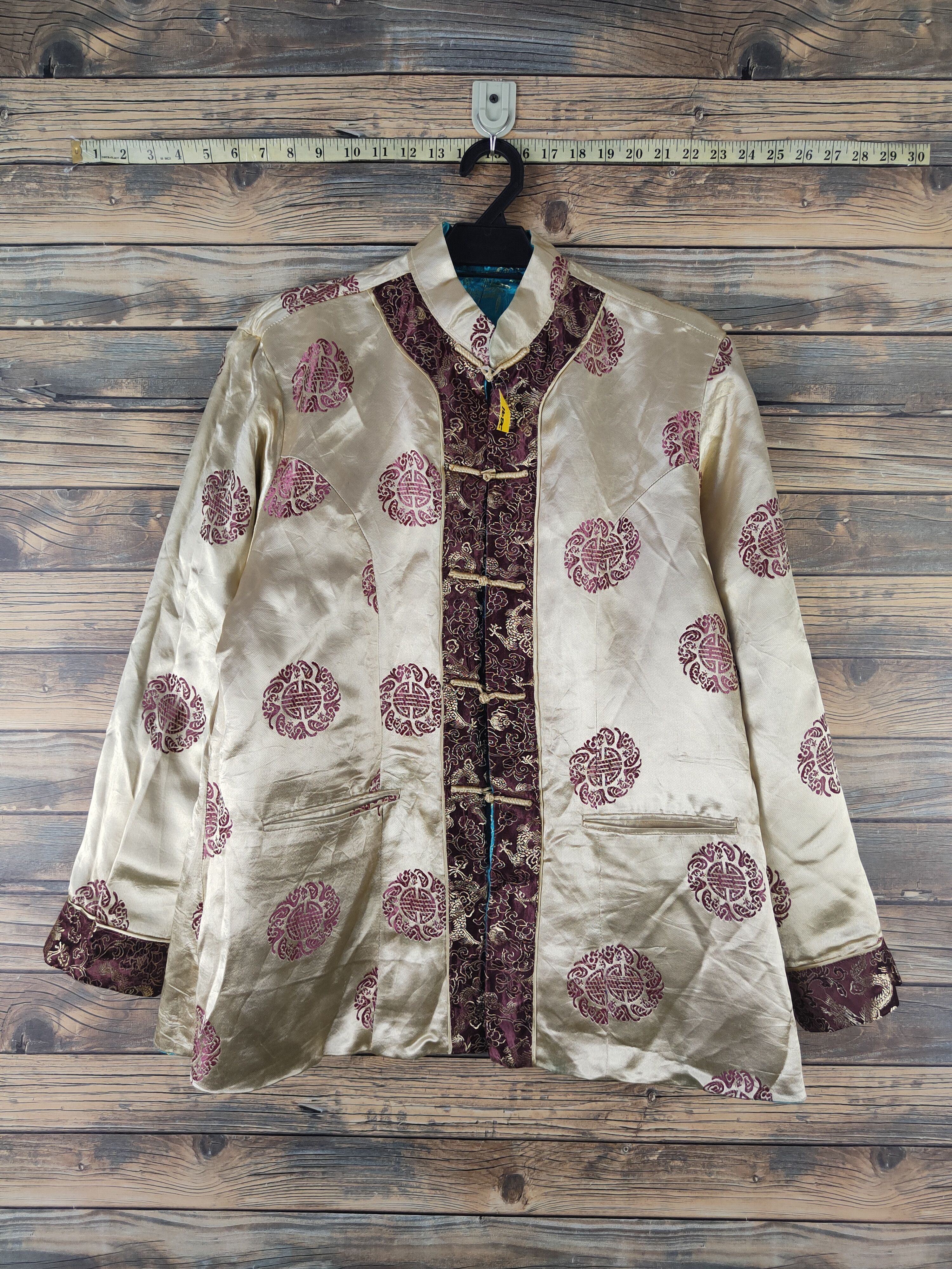 Japanese Brand × Vintage DL Japan reversible Turquoise Beige Cheongsam #2691 Size US M / EU 48-50 / 2 - 10 Thumbnail