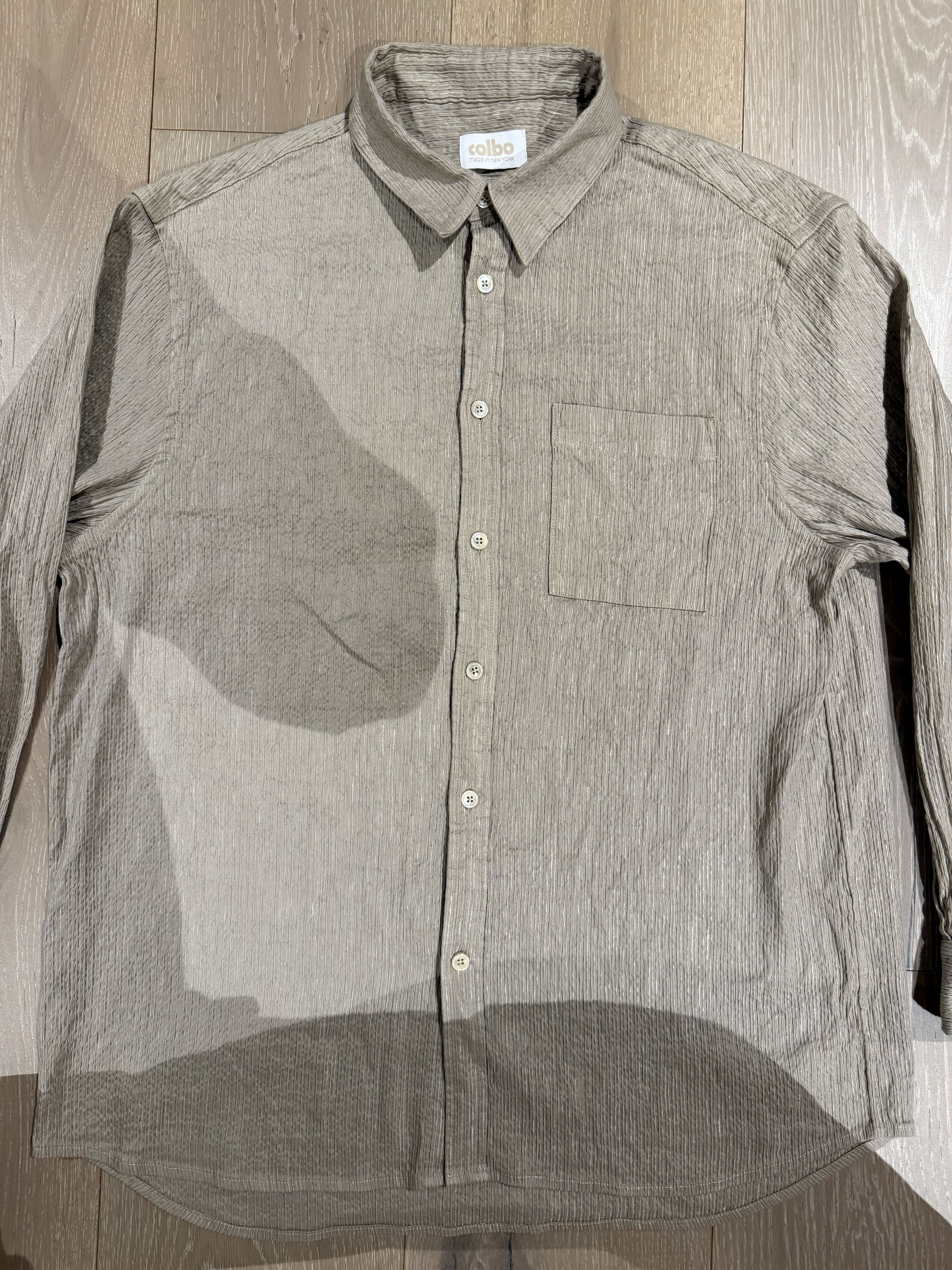 Colbo 💚 1/12 Colbo NYC Silk/Cotton TK Shirt Taupe Medium NEW Size US M / EU 48-50 / 2 - 5 Thumbnail