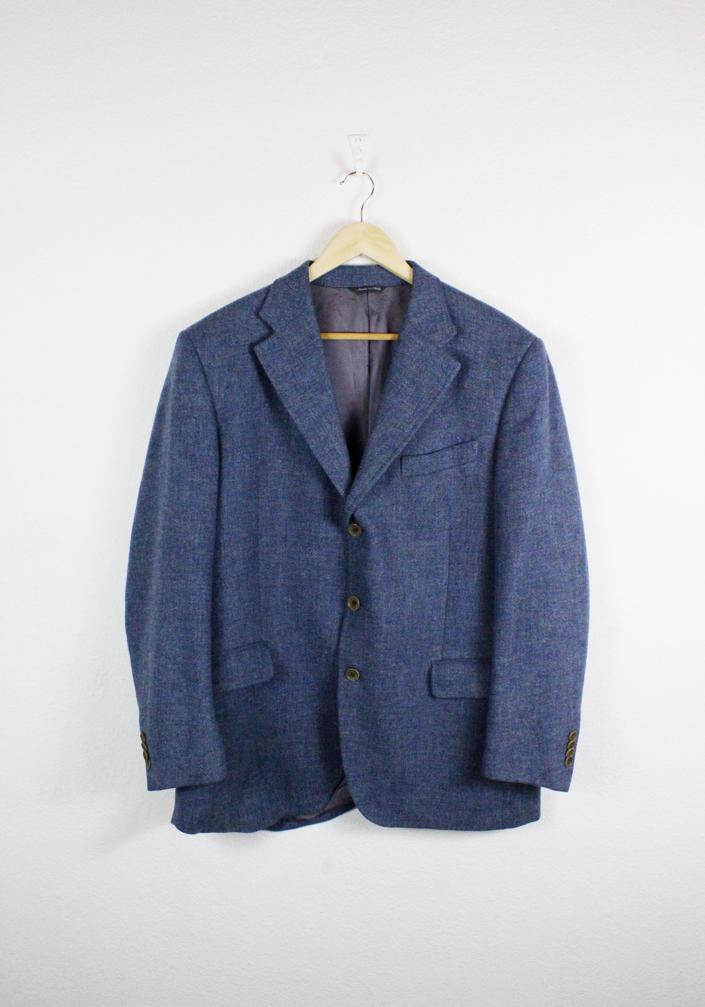 Tombolini Tombolini Modesto Bertotto Blue Tweed Blazer Jacket Size US L / EU 52-54 / 3 - 1 Thumbnail