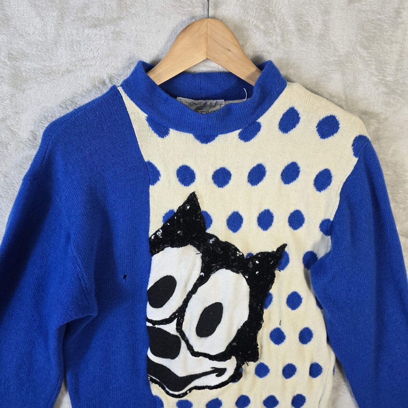 Vintage Vtg J.C. De CASTELBAJAC Wool Sweater Felix Cat Women Sz 40 S Size S / US 4 / IT 40 - 3 Thumbnail