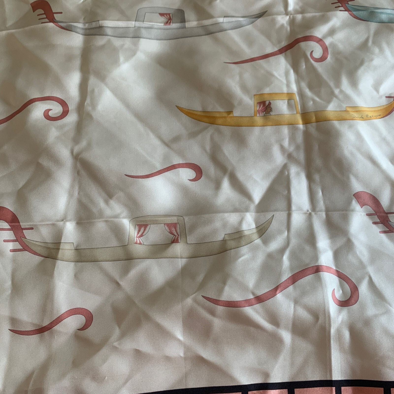 Bvlgari Bvlgari Scarf Silk Windowpane Border Gondola Print White Pin Size ONE SIZE - 3 Thumbnail