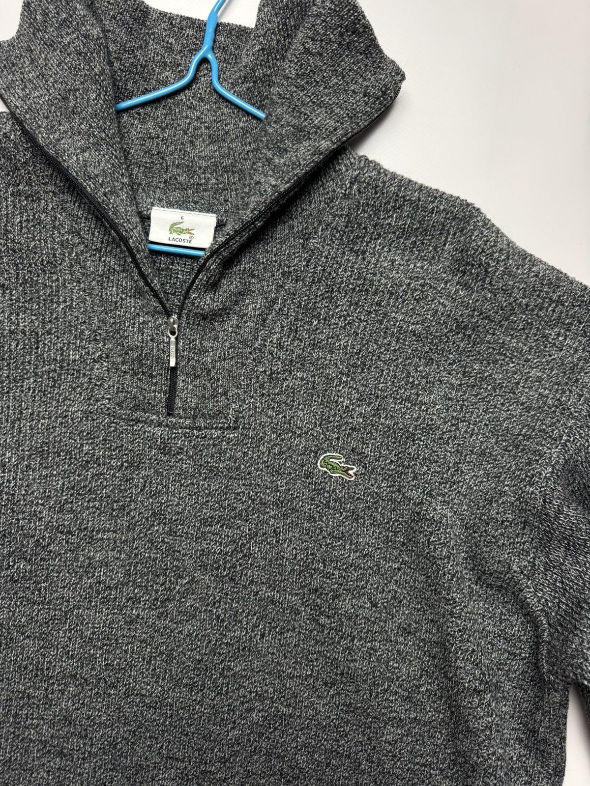 Lacoste Lacoste Half-Zip Wool Blend Sweater / Grey Melange Size US L / EU 52-54 / 3 - 3 Thumbnail