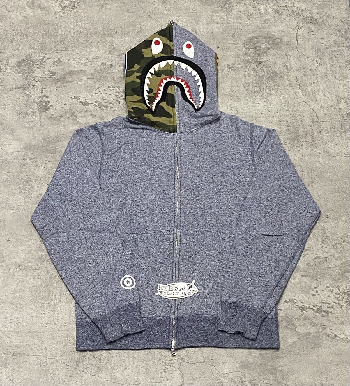 Bape Bape Shark Gray Heather Full Zip Hoodie Size US L / EU 52-54 / 3 - 1 Thumbnail