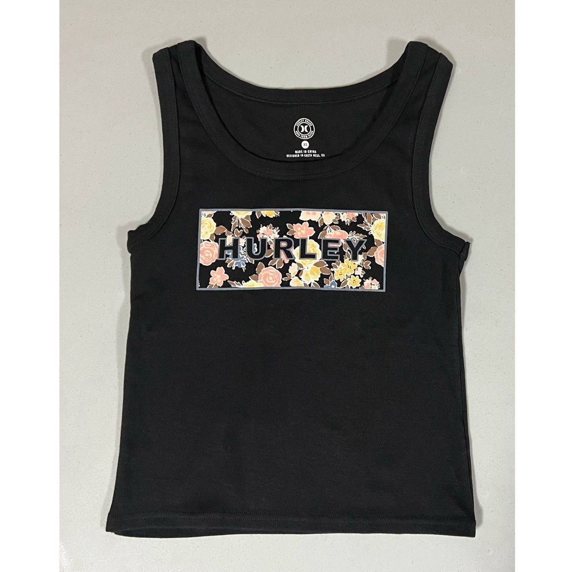 Hurley Hurley Black Floral Logo Graphic Tank Top Shirt Cami XS 🌸✨ Size XS / US 0-2 / IT 36-38 - 2 Thumbnail