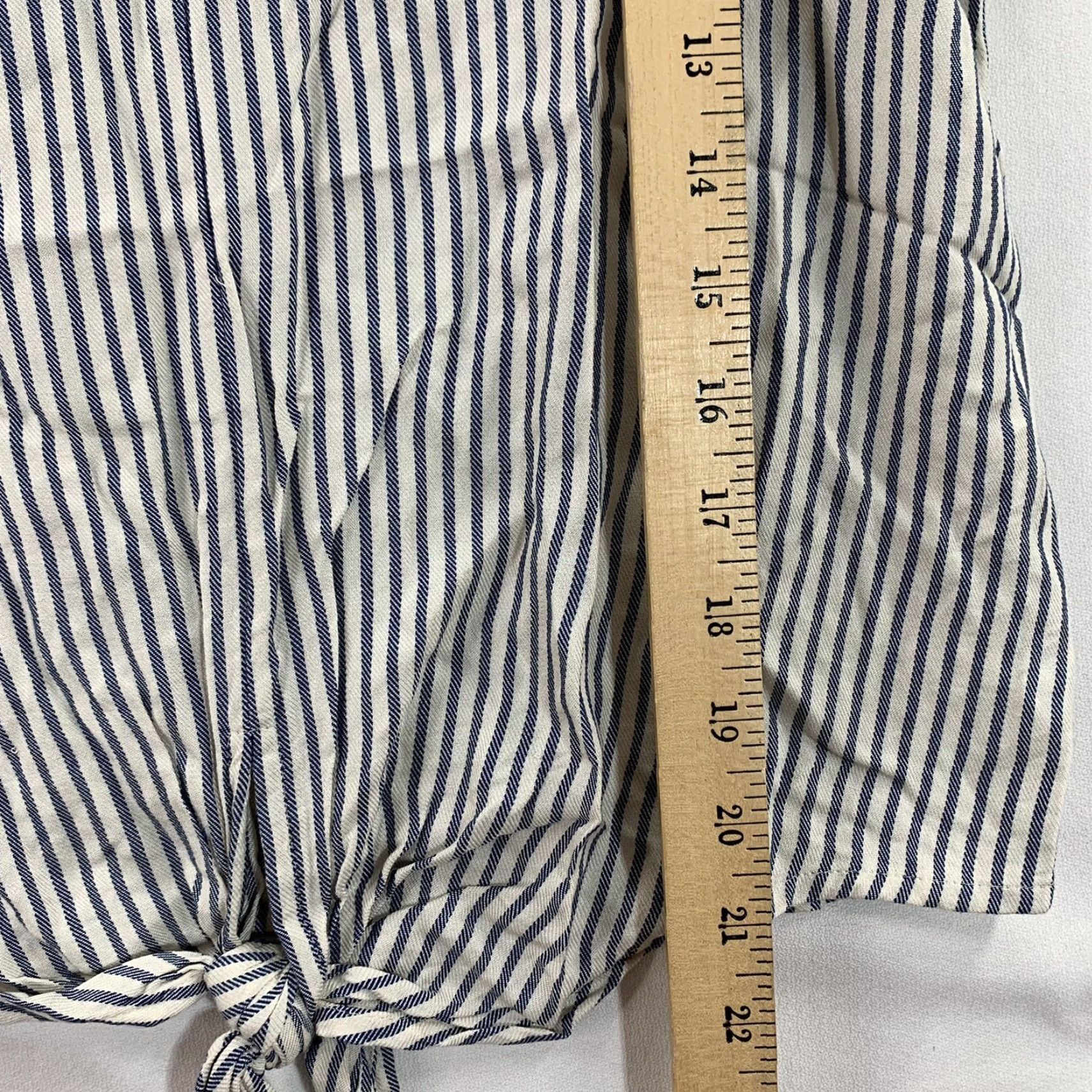 Madewell Madewell Shirt Women's XS Blue White Striped V Neck Short Sleeve Top Size XS / US 0-2 / IT 36-38 - 5 Thumbnail