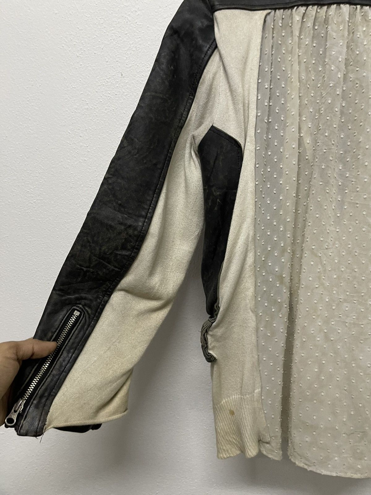 Undercover SS 21 UNDERCOVER LEATHER MIX KNIT RIDERS JACKET RARE Size US S / EU 44-46 / 1 - 21 Thumbnail
