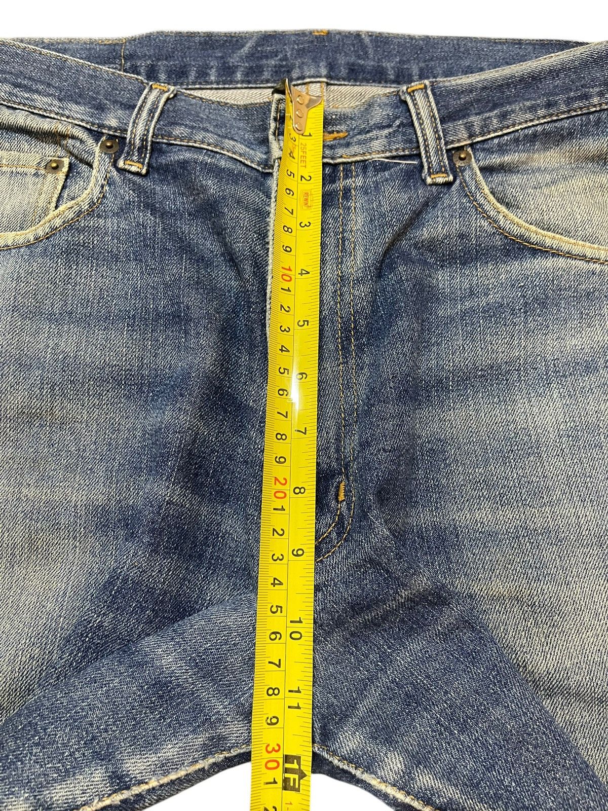 Denime Vintage Y2K Japanese Brand Blue Faded Wash Wide Leg Baggy Size US 33 - 14 Thumbnail