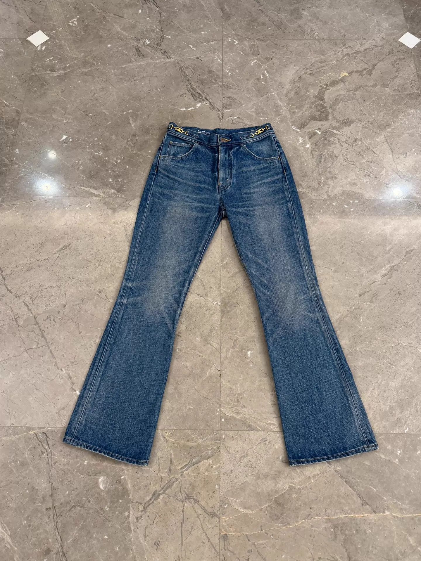Celine Celine Hedi Slimane FL018 Gold Lock Flared Jeans 27 (Lisa) Size 27" / US 4 / IT 40 - 1 Thumbnail
