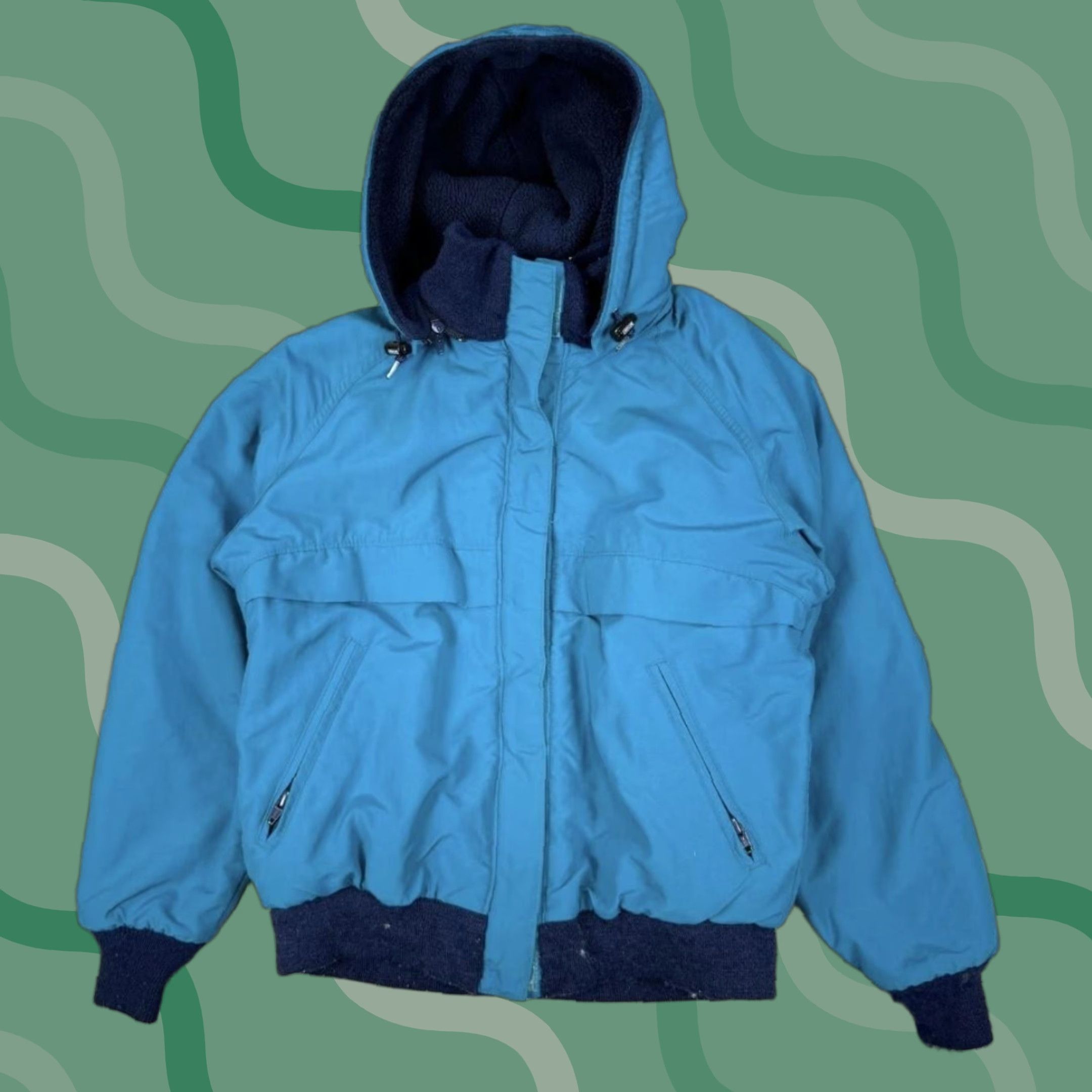 Lands' End VINTAGE Lands' End Jacket Womens Small Blue Hooded Fleece Lined Made in USA 90s Size S / US 4 / IT 40 - 1 Thumbnail