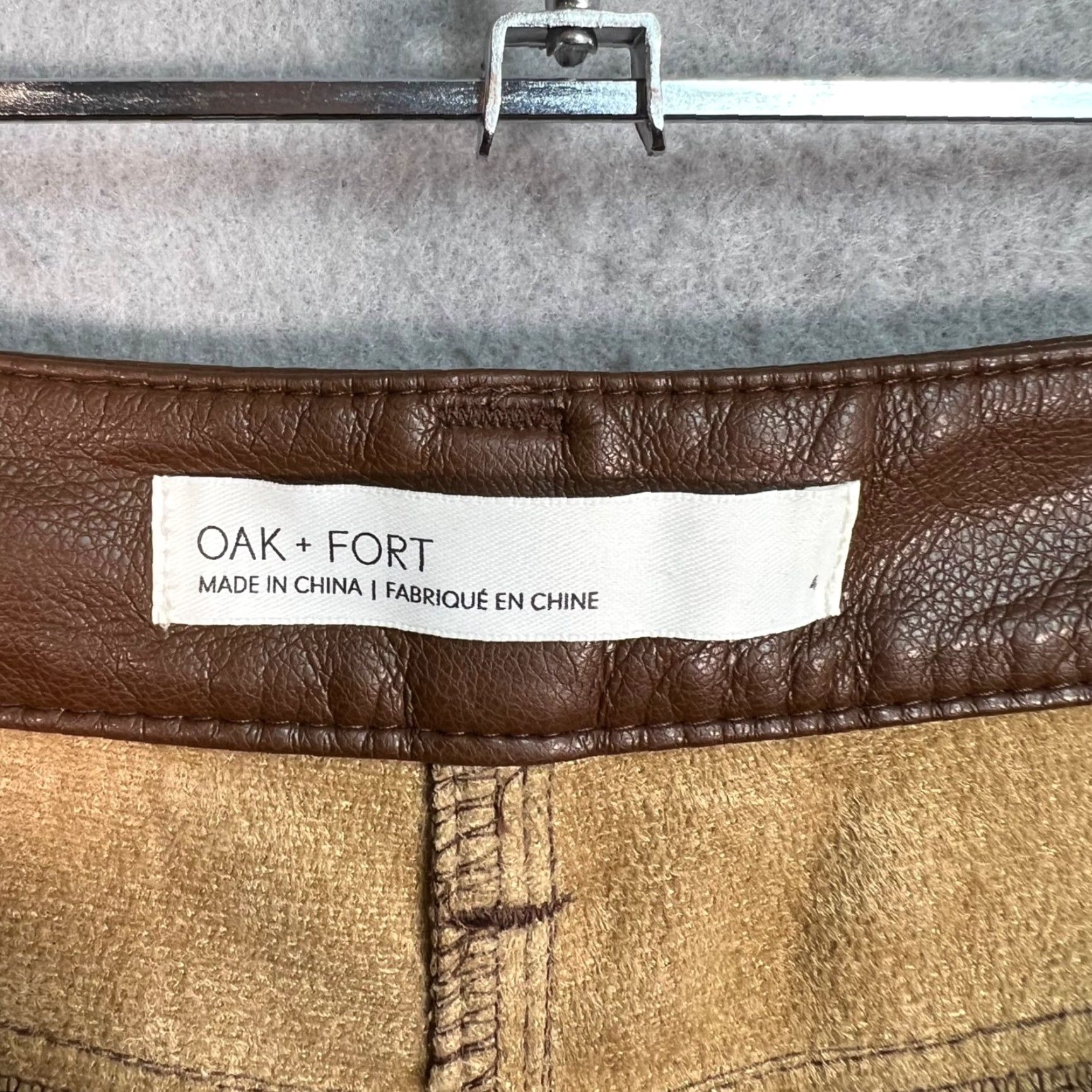 Oak + Fort Oak + Fort Brown Faux Leather High-Waisted Straight Leg Pants Womens Size 4 Size 27" / US 4 / IT 40 - 3 Thumbnail