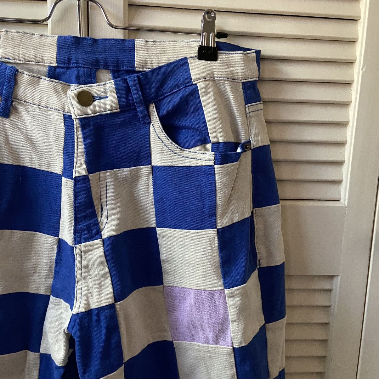 KidSuper Studios Blue White Check Straight Fit Pants Patch