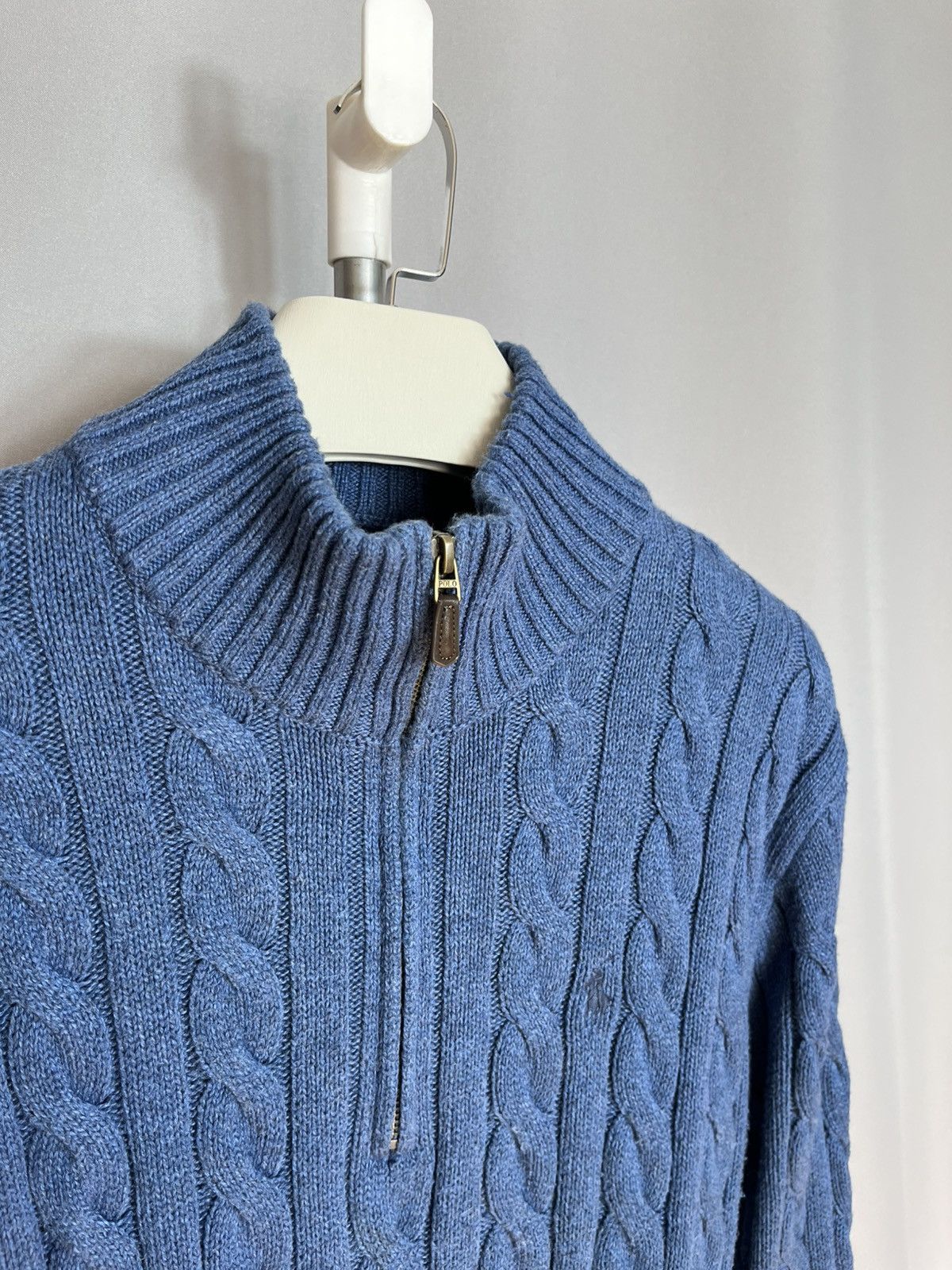 Polo Ralph Lauren Polo Ralph Lauren Half Zip 1/4 Cable Knit Sweater Blue Mens Size US L / EU 52-54 / 3 - 2 Thumbnail