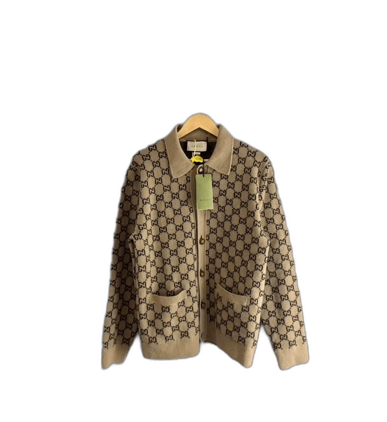 Gucci Gucci Khaki Wool Cardigan with Print Size US M / EU 48-50 / 2 - 1 Thumbnail