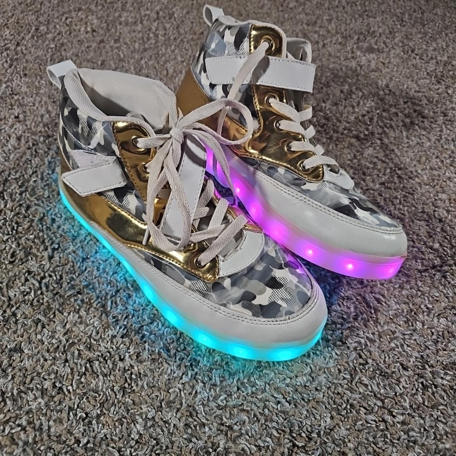 The Unbranded Brand gold white camo light up shoes Sz 39 LED Colors Strobe Size US 8.5 / EU 41-42 - 1 Thumbnail