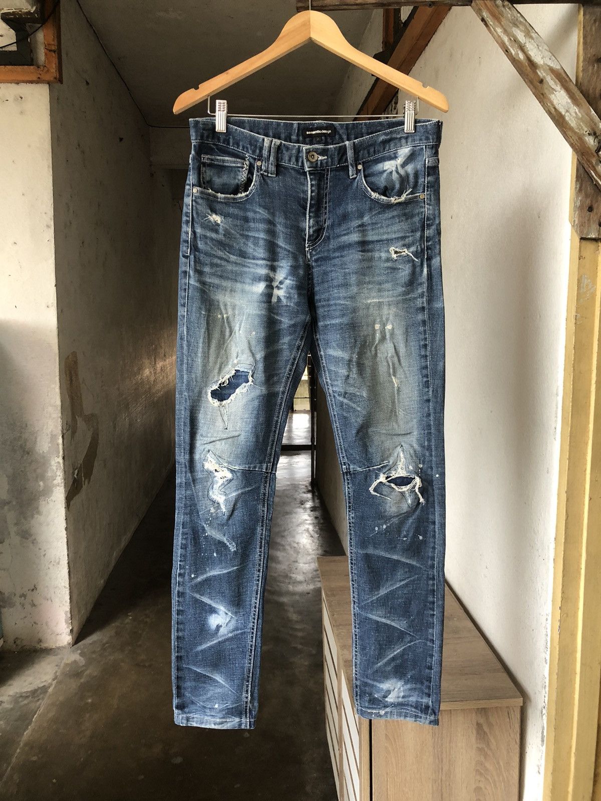If Six Was Nine Semantic Design Flare Distressed Jeans Like Balmain Size US 30 / EU 46 - 1 Thumbnail