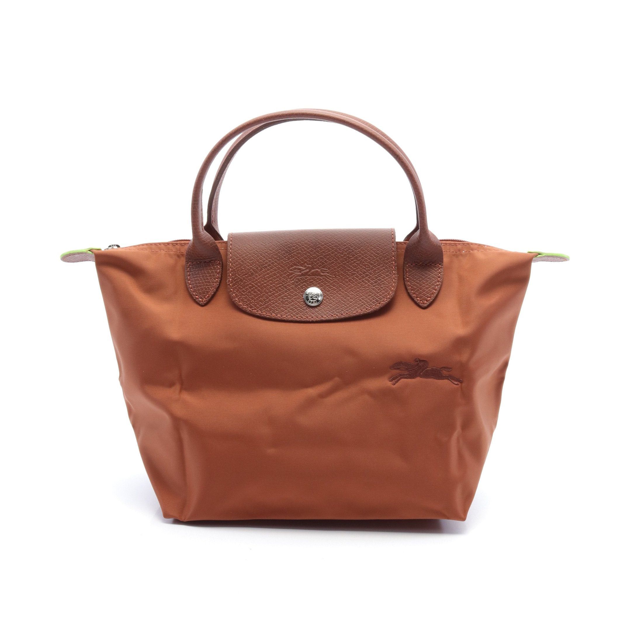 Longchamp Longchamp Le Preage Green S Handbag Tote Bag Nylon Leather Brown Size ONE SIZE - 1 Thumbnail