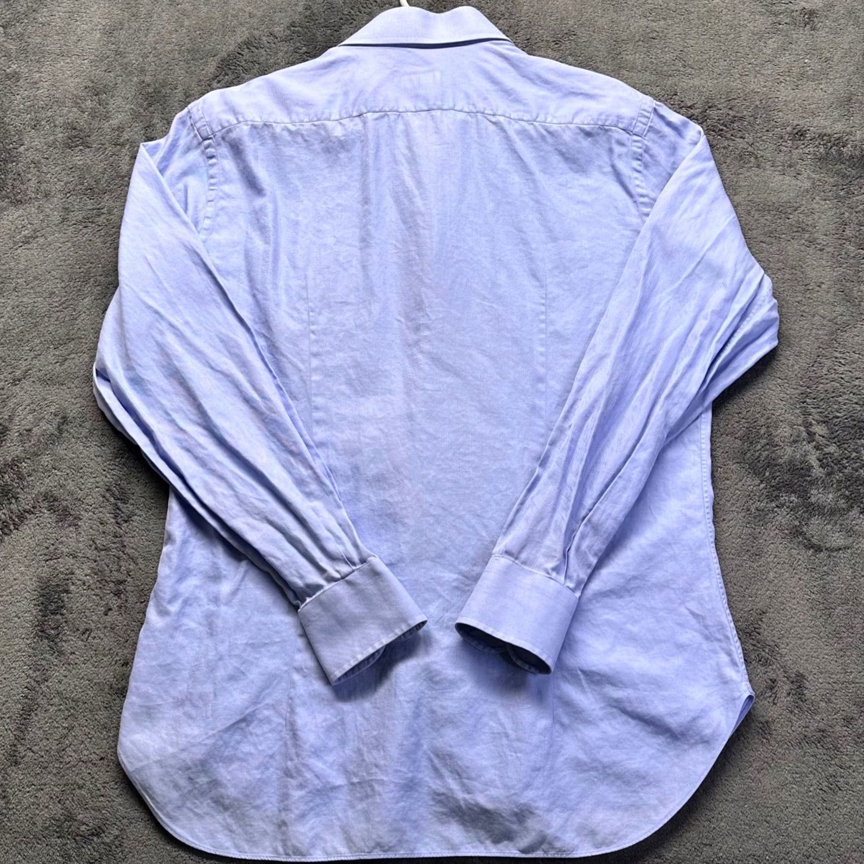 Brioni Brioni Dress Shirt Mens Med Blue Cotton Made in Italy Size 39 15.5 Long Sleeve Size 42R - 4 Thumbnail