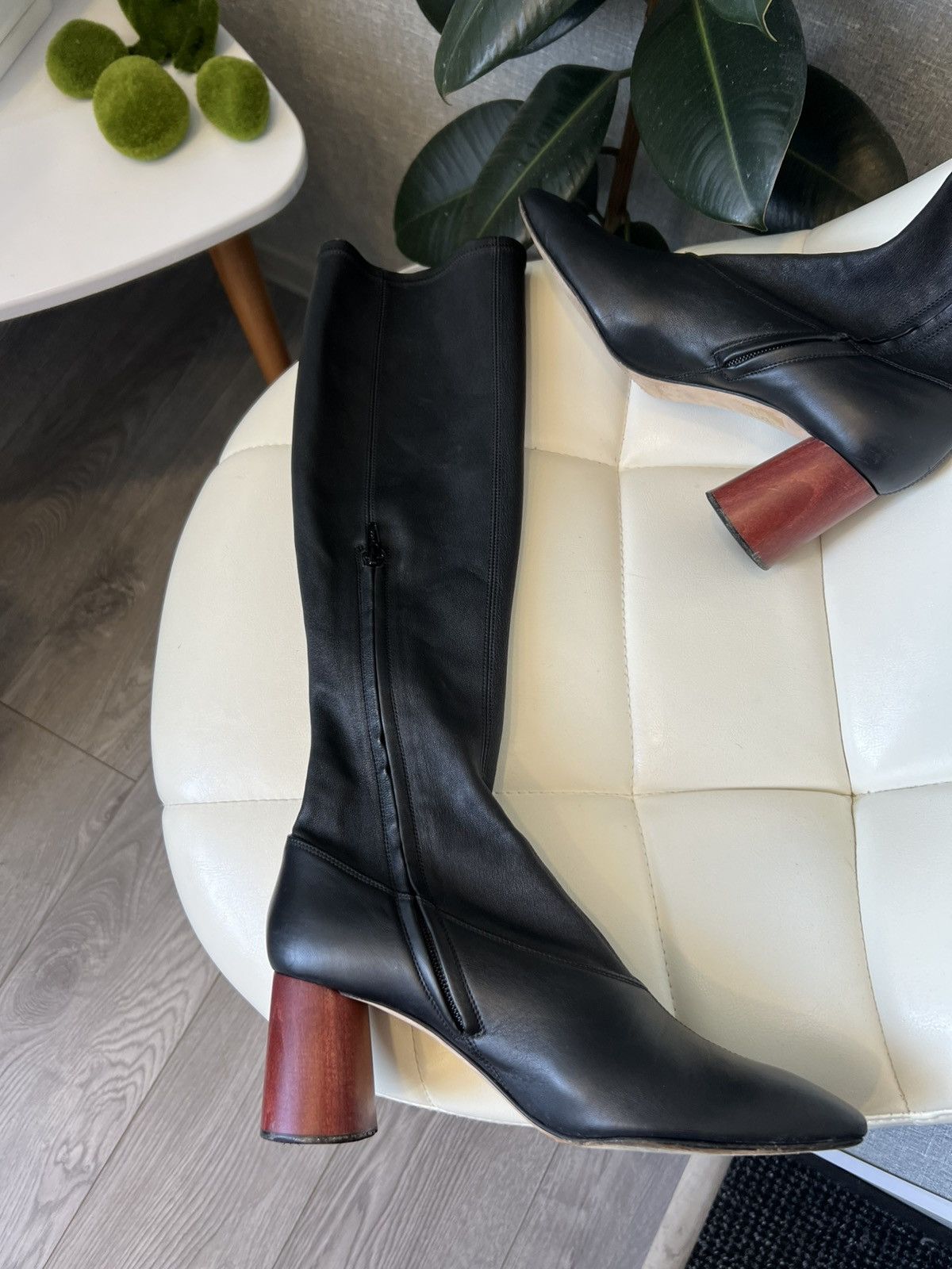 Helmut Lang Helmut Lang Black Leather Knee-High Boots Block Heel Size 39 Size US 9 / IT 39 - 6 Thumbnail