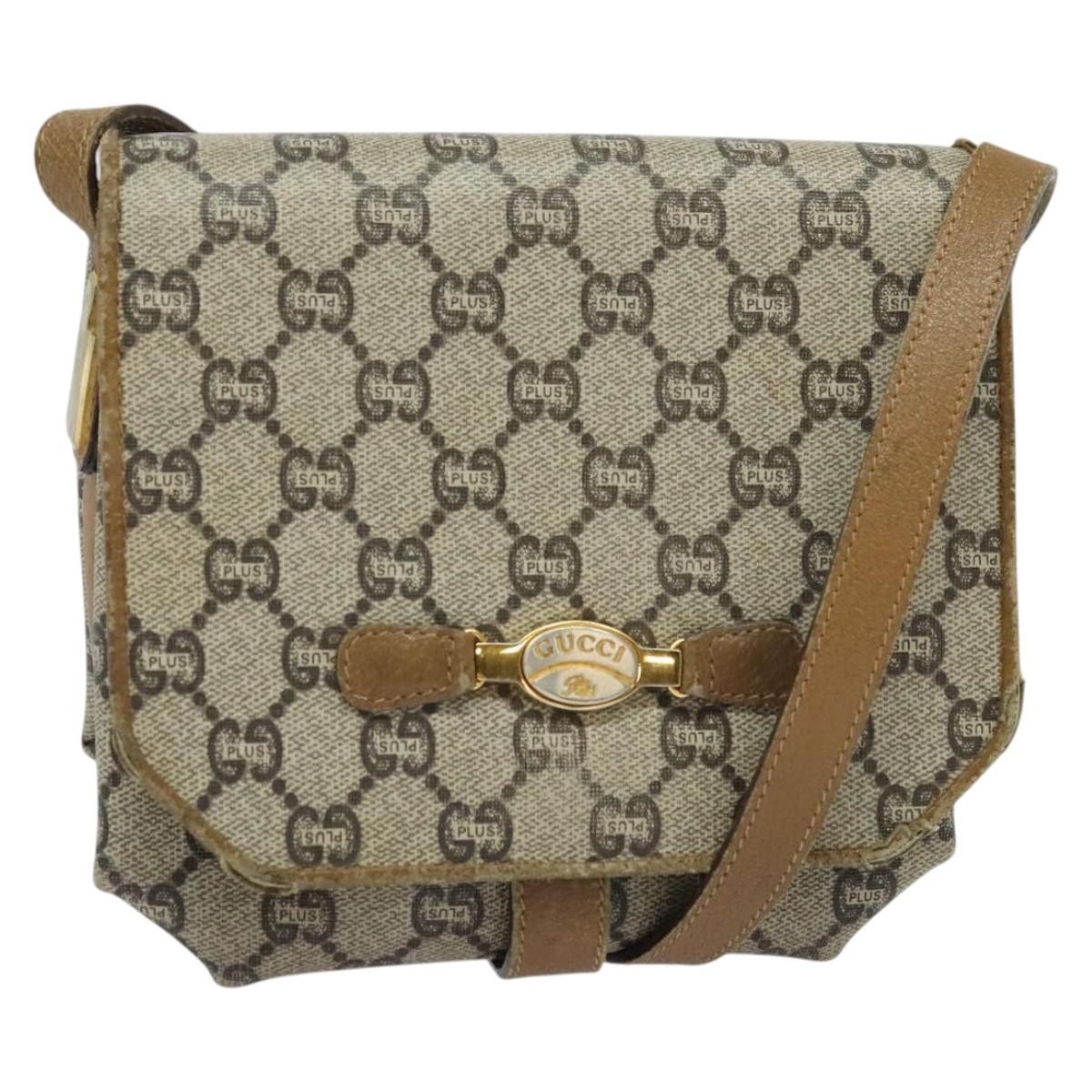 GUCCI GG Plus Supreme Shoulder Bag Pvc Beige Gold
