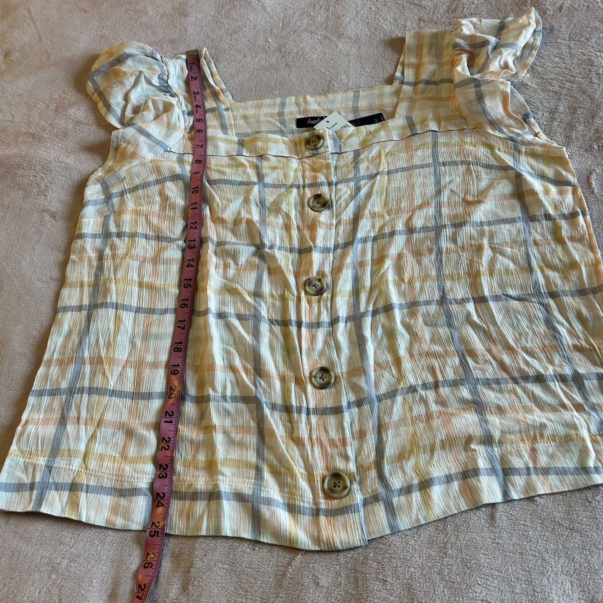 Other Angels Forever Young pastel gingham SS square neck blouse L Size L / US 10 / IT 46 - 9 Thumbnail