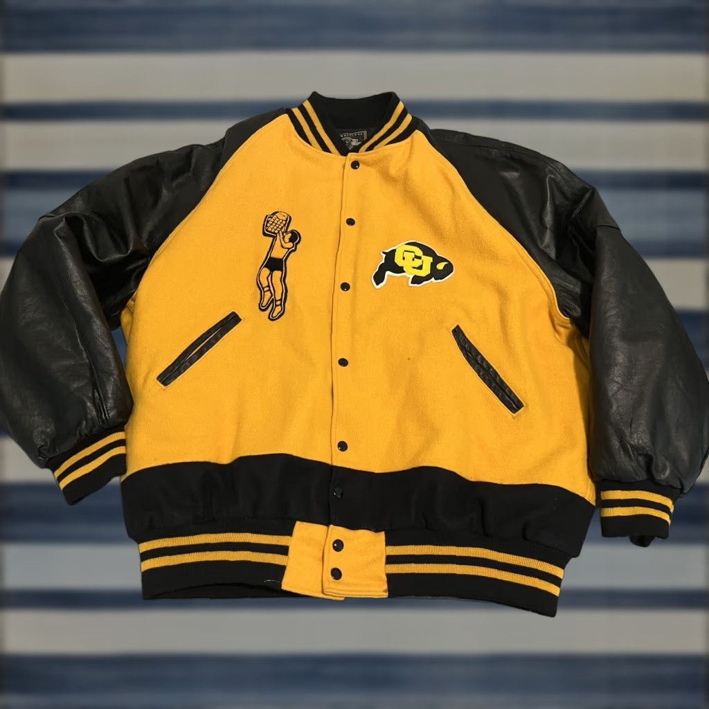 Holloway Holloway Varsity Jacket Wool Leather Yellow Black 3XL Mens Shirt Jacket? Size US XXL / EU 58 / 5 - 1 Thumbnail