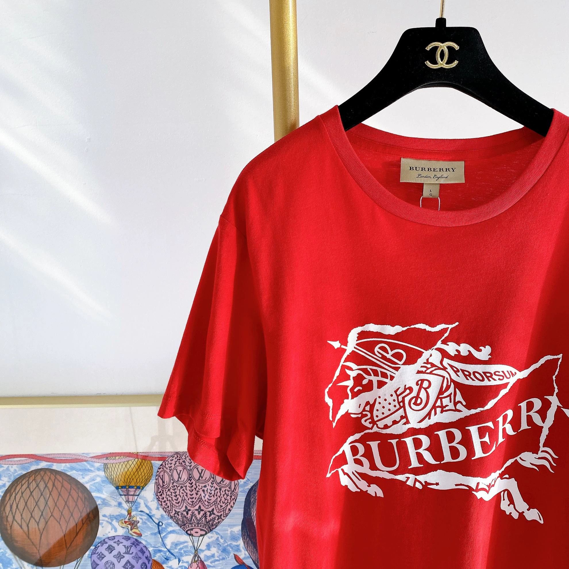 Burberry Burberry Logo Red T-Shirt L 7897 Size US L / EU 52-54 / 3 - 3 Thumbnail