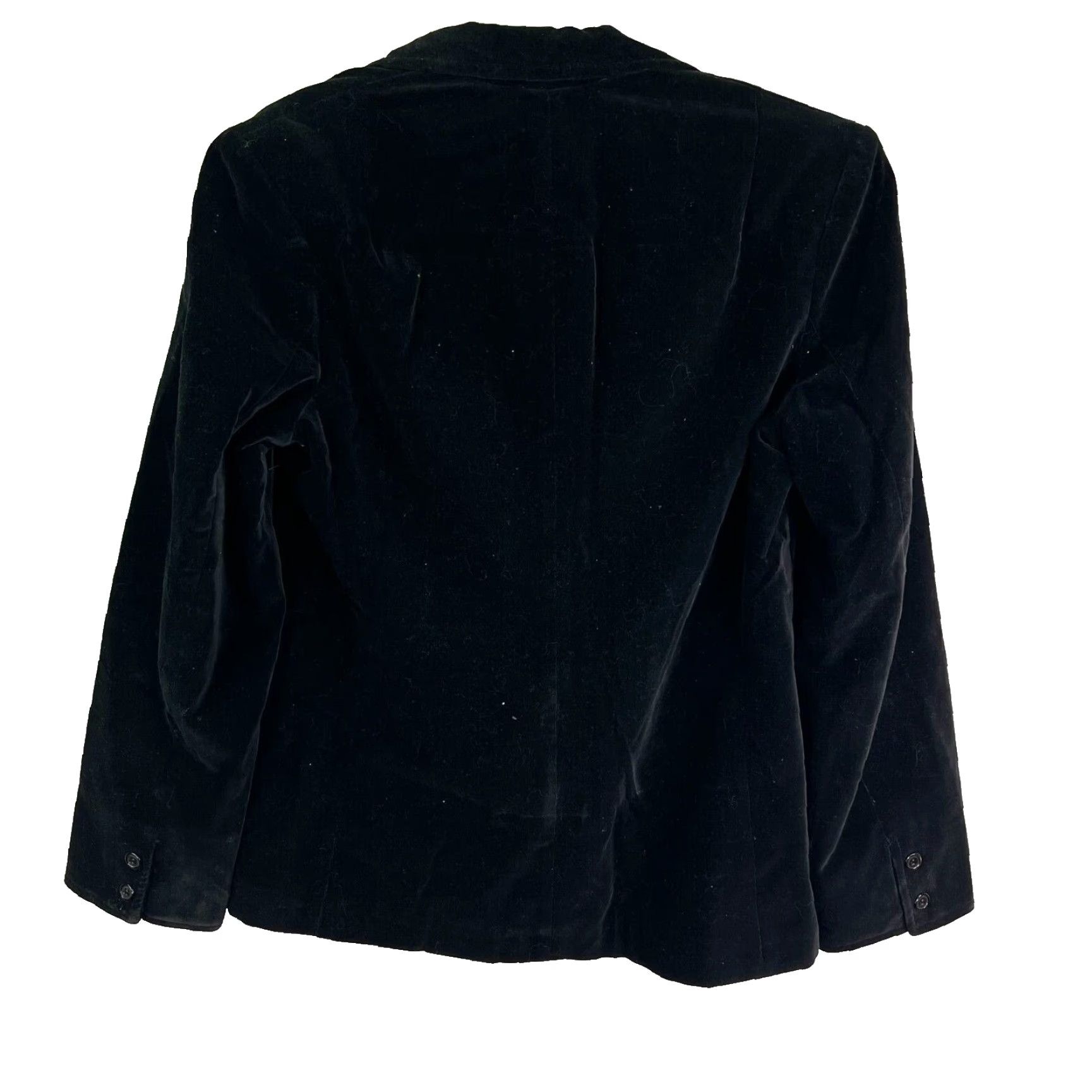 Velvet VINTAGE St. James Blazer Jacket Womens S Black Velvet Notch Single-Breast Two-Button Tailored Stretch Size S / US 4 / IT 40 - 5 Thumbnail