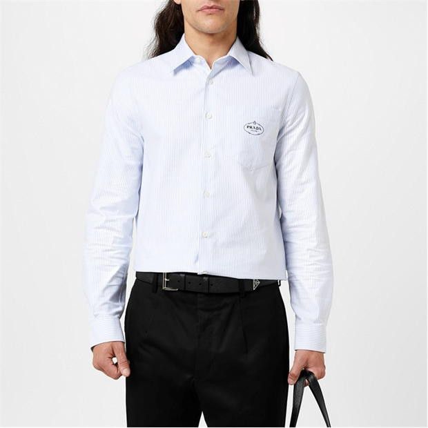 Prada PRADA Pinstripe Logo Shirt Size US L / EU 52-54 / 3 - 2 Thumbnail