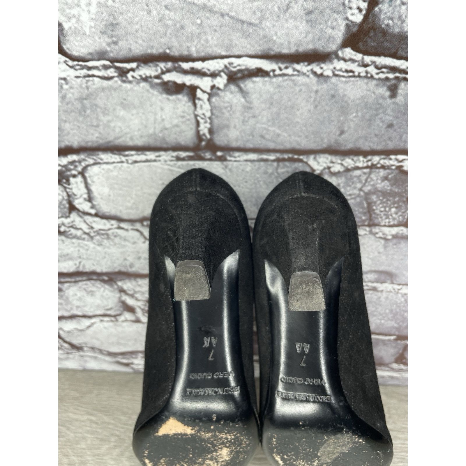 Bruno Magli Bruno Magli Vero Cuoio Black Suede Leather Diamond VTG Heels Size US 7 / IT 37 - 9 Thumbnail